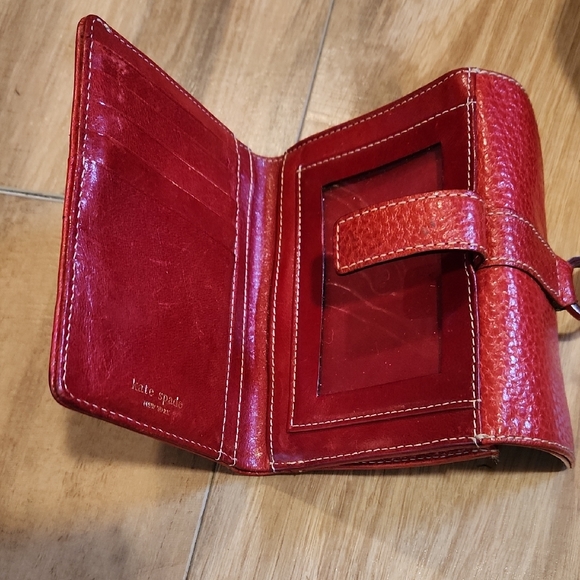 kate spade Red Pebbled Leather Bag with Matching Wallet Set - Picture 7 of 7
